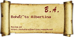 Boháts Albertina névjegykártya